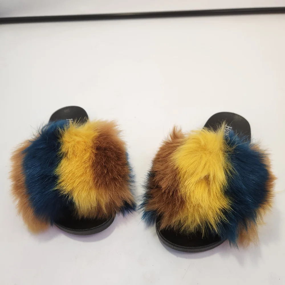 Colorful Fur Slide Sandals